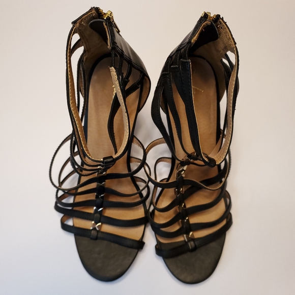 Lane Bryant Plus Size Black Strappy Heels - Picture 3 of 8